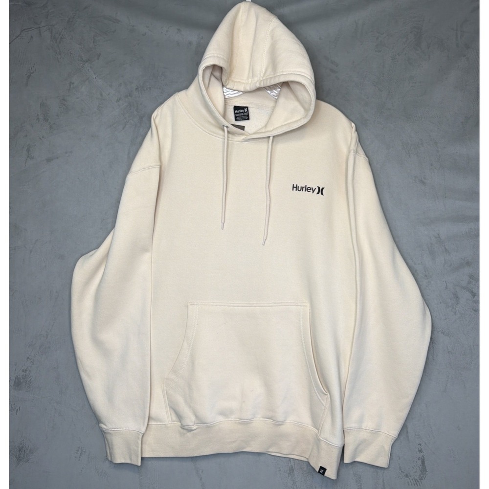 NWT Hurley Hoodie Men's 3XLT Tall Ivory Pullover Fleece Logo Sweatshirt